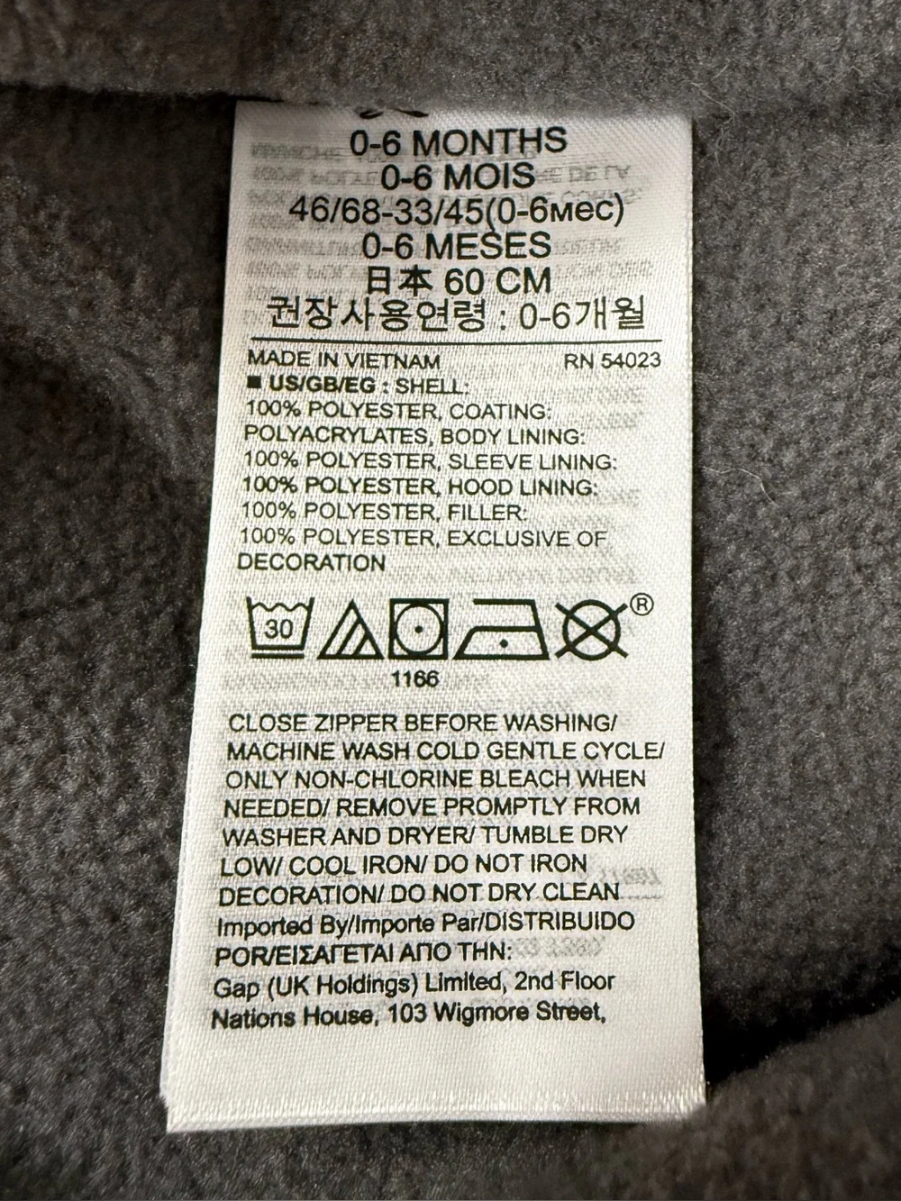 Baby Gap Puffer Snowsuit Size 0-6 Months Newborn Fleece Lined Water Resistant
